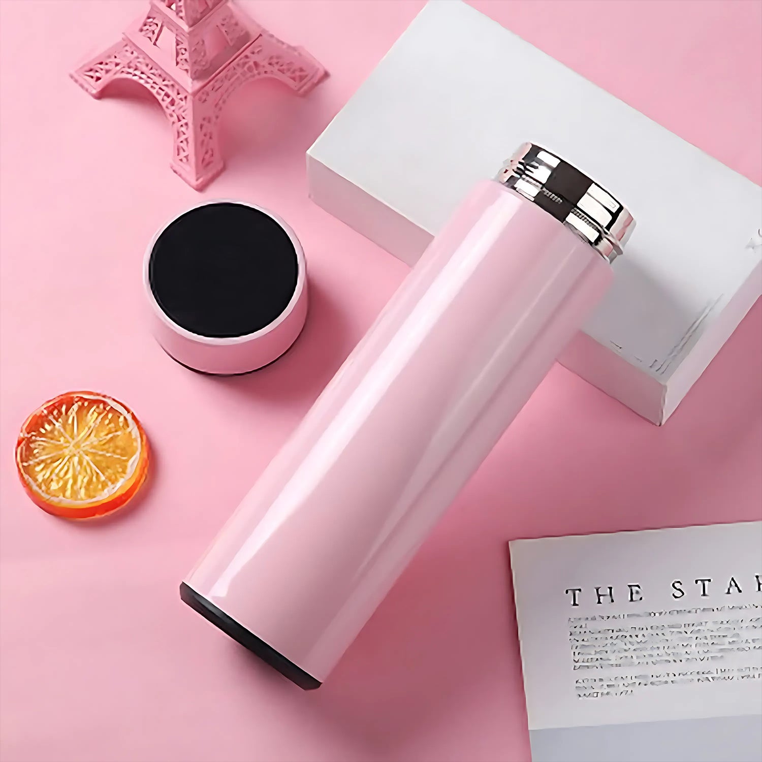 Pink Smart Flask with Temperature Display – Leak-Proof, Vacuum Insulated Water Bottle (500ml)