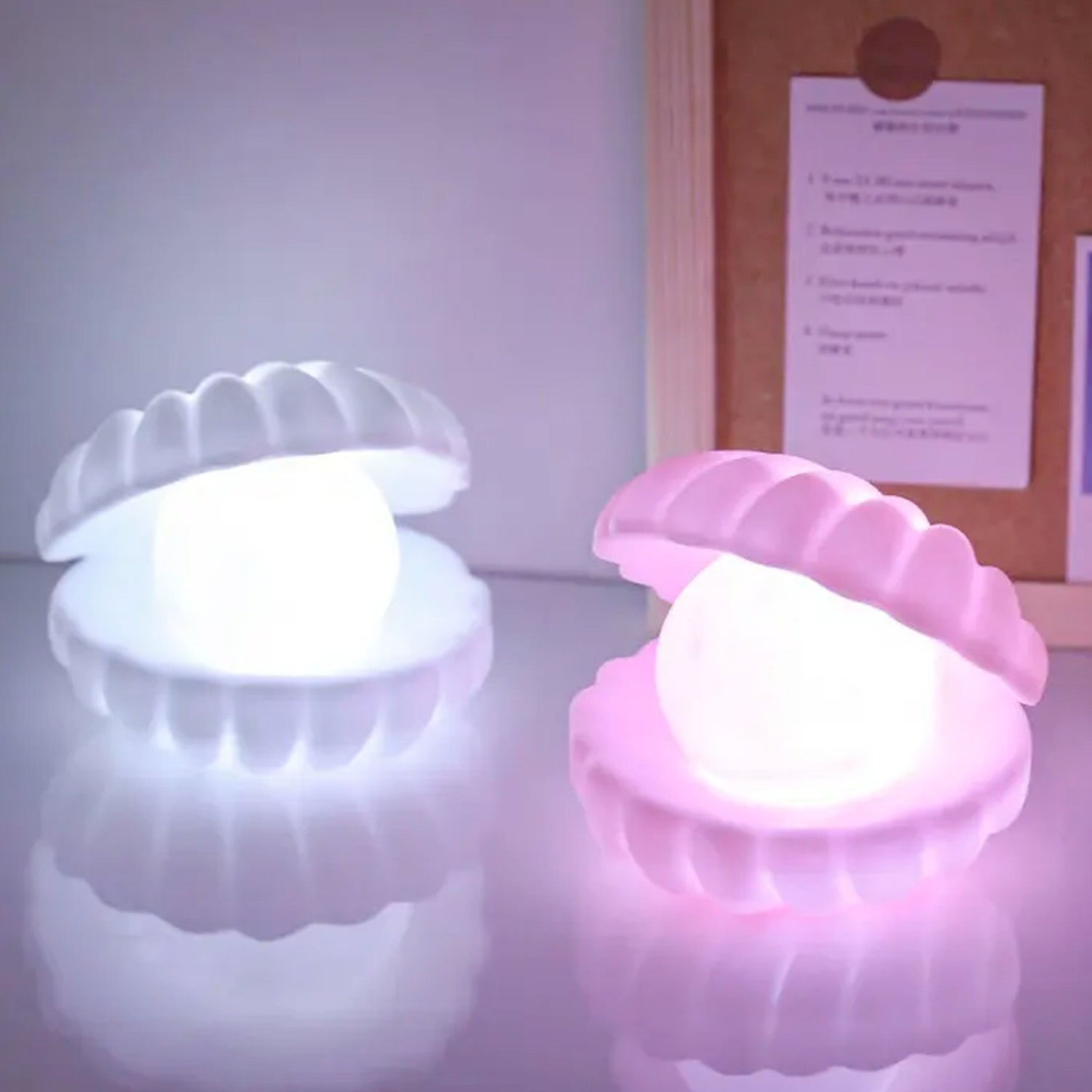 Pearl Shell Desk Lamp – LED Night Light for Home & Bedroom Decor