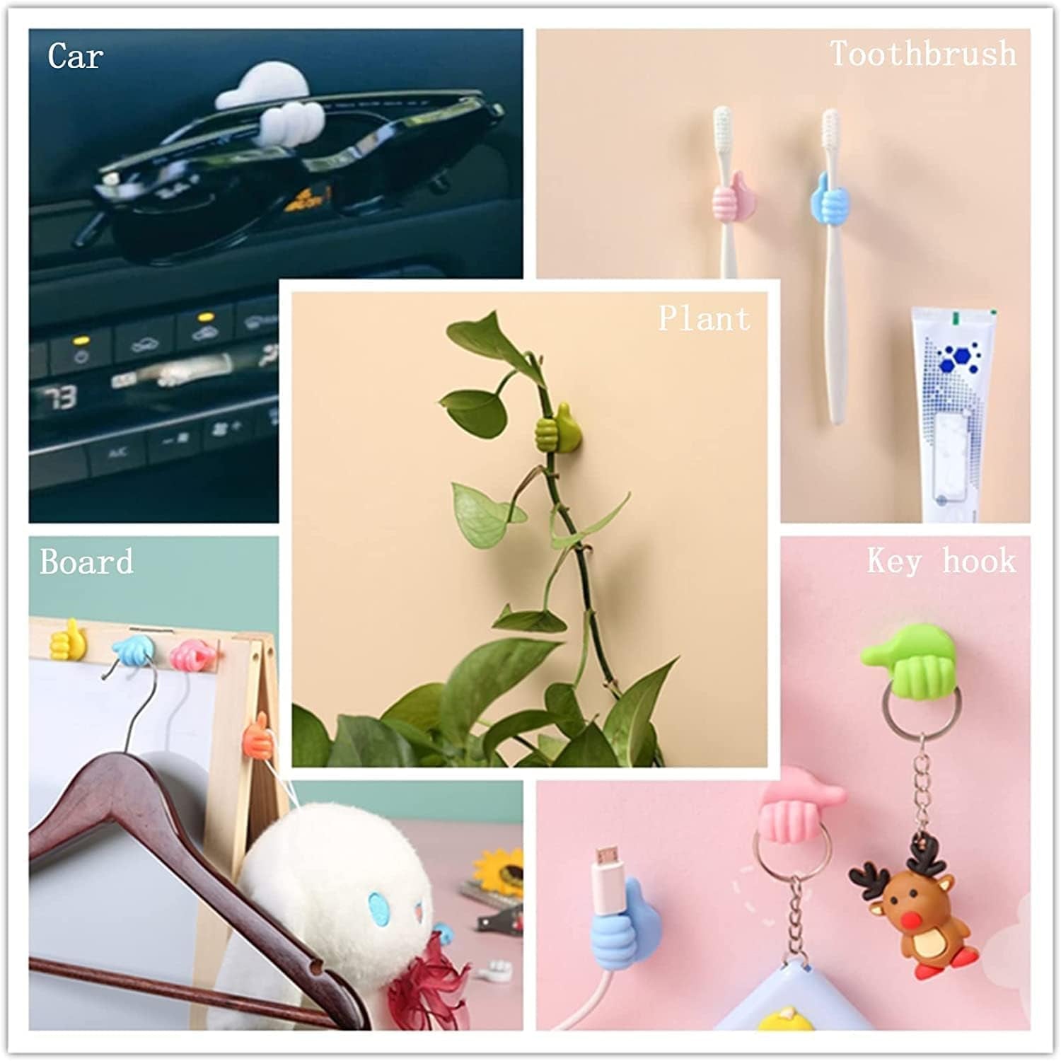 Multi-Color Thumb Cord Clips, Cable Organizer Holders for Desk, Car & Home (10 Pc Set)