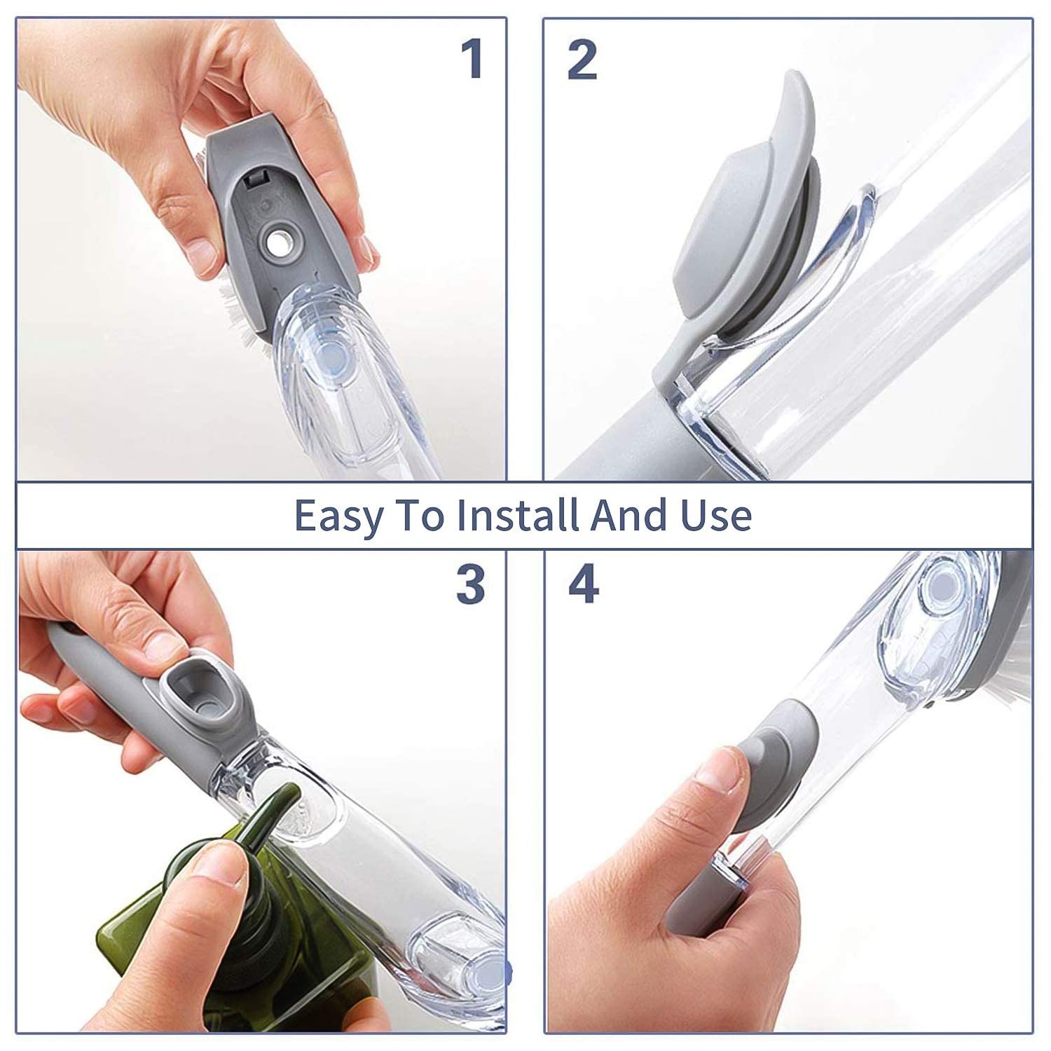 Dish Cleaning Brush with Built‑in Liquid Soap Dispenser
