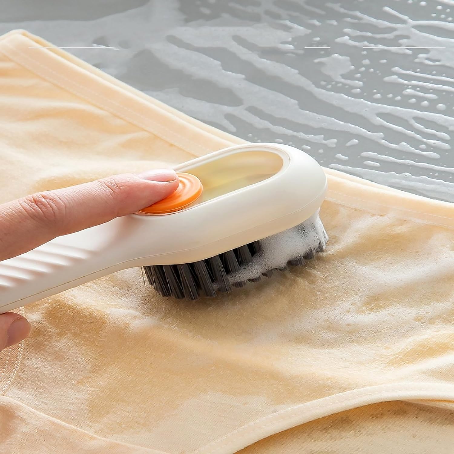 Multifunctional Scrubbing Brush with Liquid Dispenser – Shoe & Cloth Cleaner