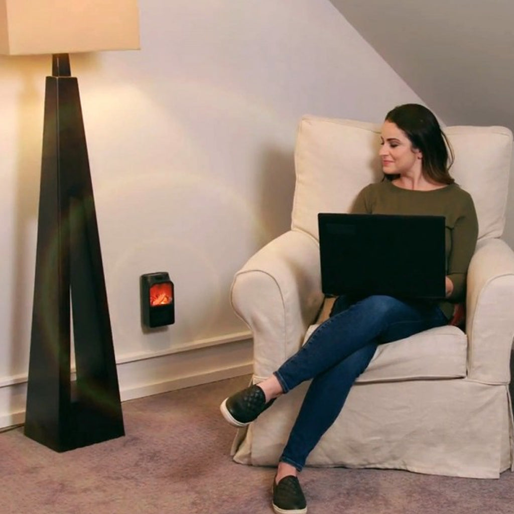 CozyFlame - Mini Electric Fireplace Heater — 900W Portable LED Flame Lamp for Instant Winter Warmth