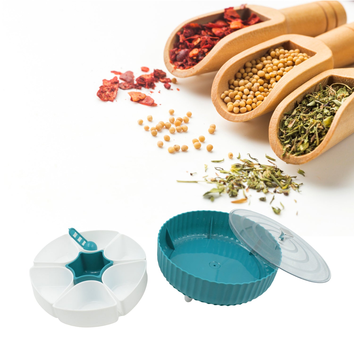 Dry Fruit & Snack Storage Box, 360° Revolving Organizer 7 Airtight Compartments