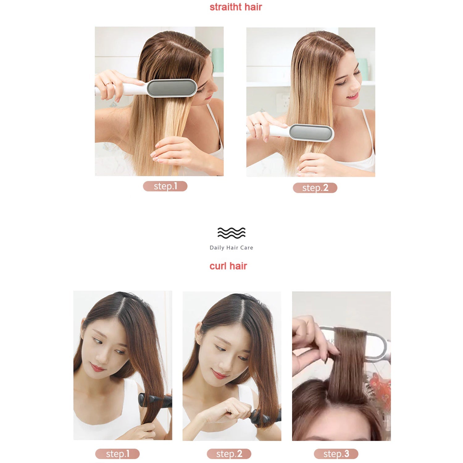 Hair Straightener with Scalp Massage, 2 in 1 Styling Tool & Hair Care Accessory