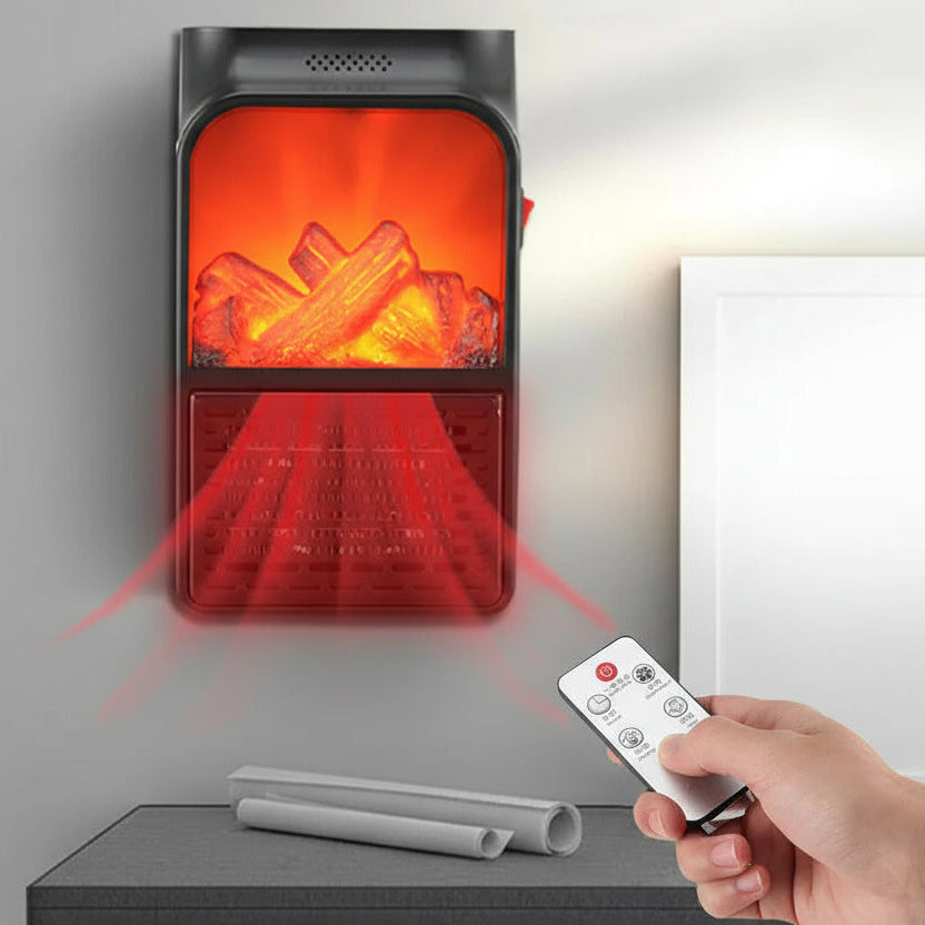 CozyFlame - Mini Electric Fireplace Heater — 1000W Portable LED Flame Lamp for Instant Winter Warmth
