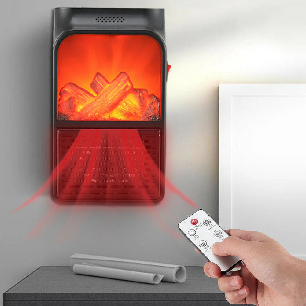 CozyFlame - Mini Electric Fireplace Heater — 900W Portable LED Flame Lamp for Instant Winter Warmth