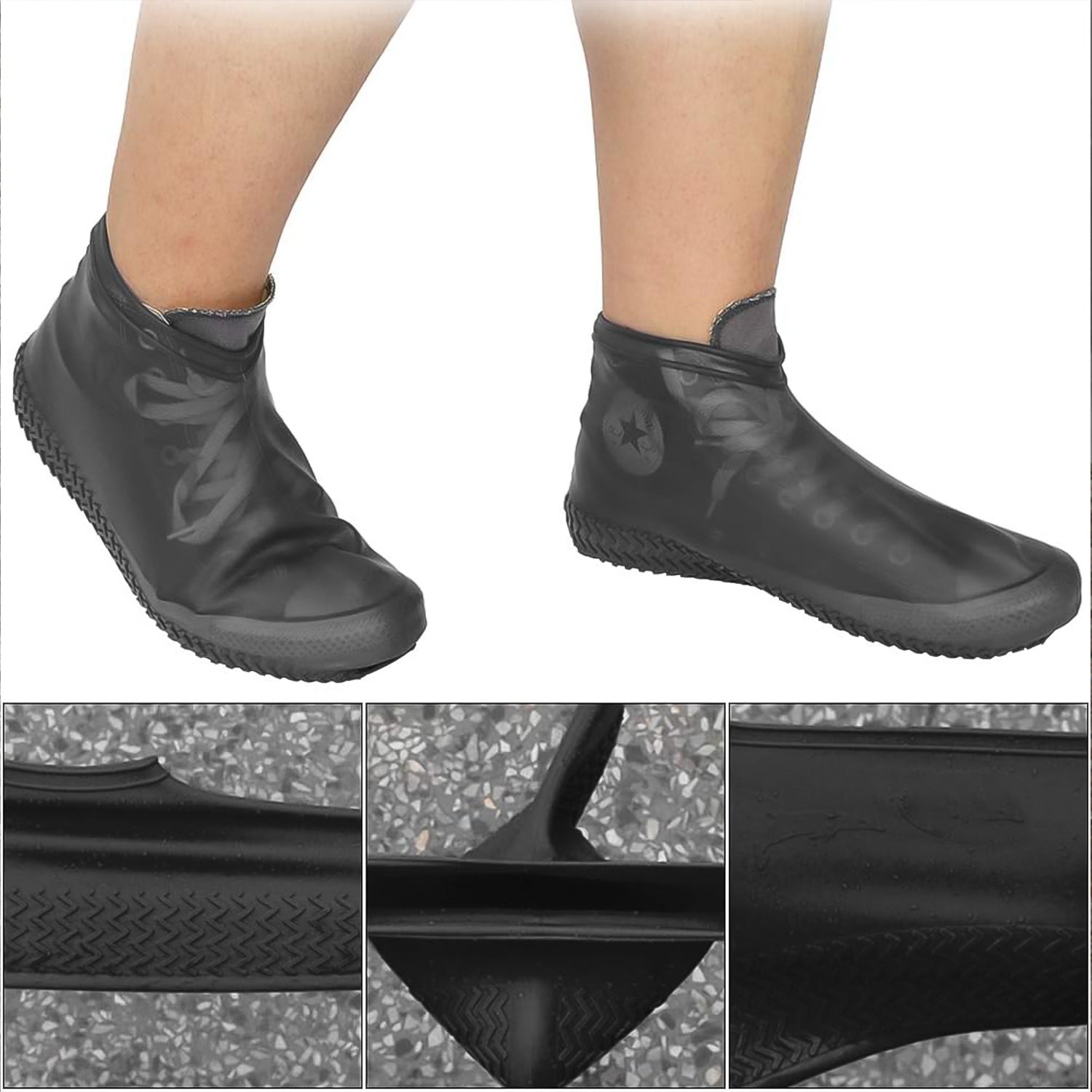 Non-slip Silicone Reusable Waterproof Rain Shoes Covers (1 Pair  Small  Mix Color)