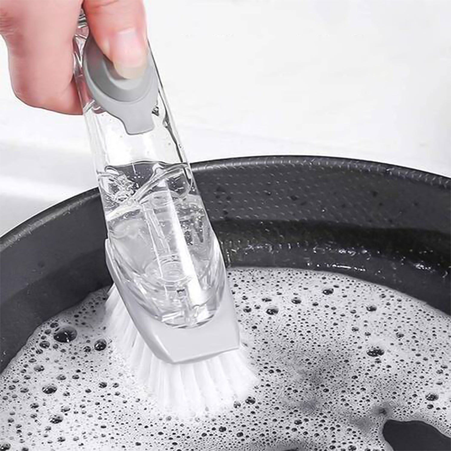 Dish Cleaning Brush with Built‑in Liquid Soap Dispenser