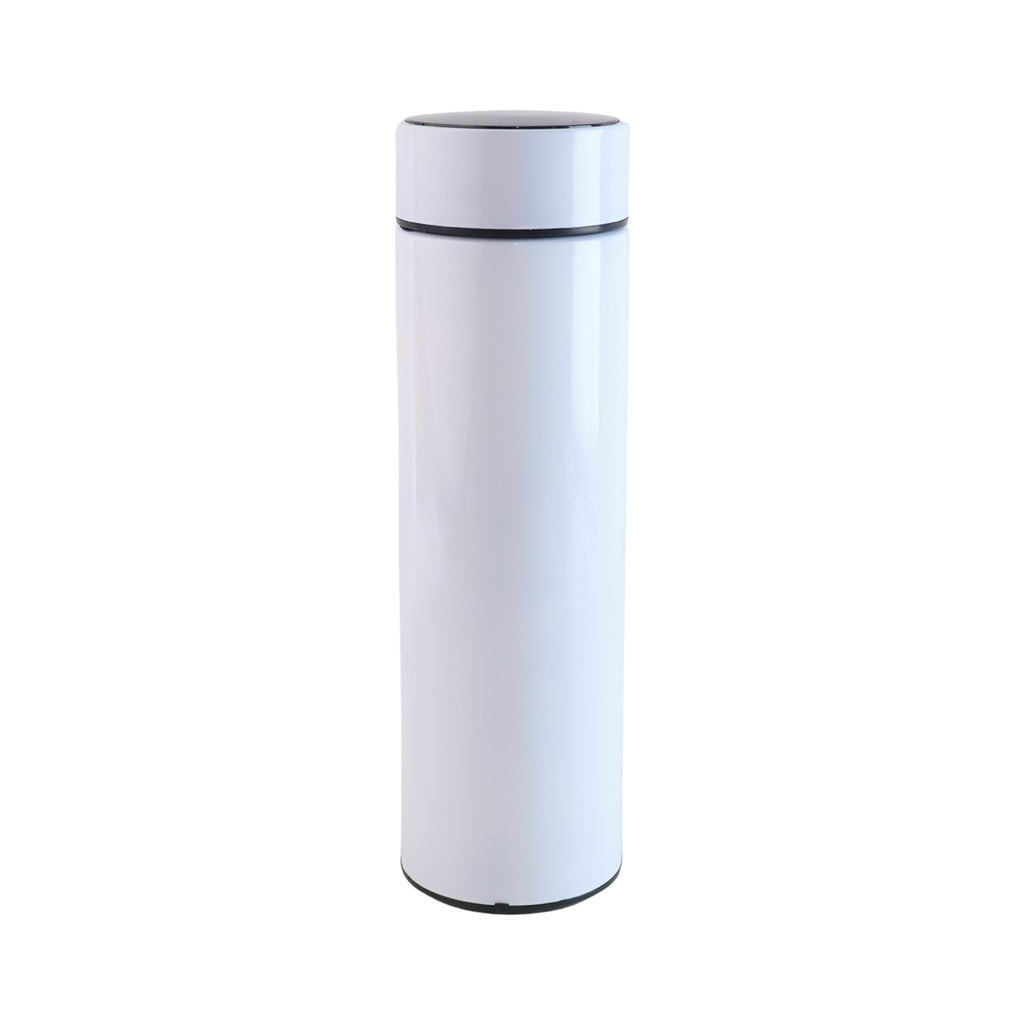 White Smart Flask with Temperature Display – Leak-Proof, Vacuum Insulated Water Bottle (500ml)